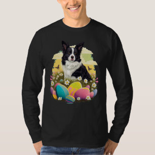 Easter Border Collie Bunny Eggs Dog on Easter Bord T-Shirt