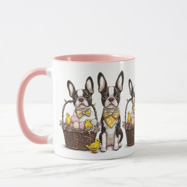 Easter Boston Terrier Dogs Mug (Left)