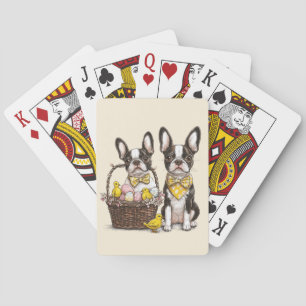 Easter Boston Terrier Dogs Playing Cards
