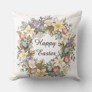 Easter Botanical Watercolor Floral Accent Cushion