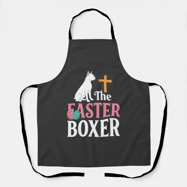 Easter Boxer Dog Vintage Engraving Shirt Apron (Front)