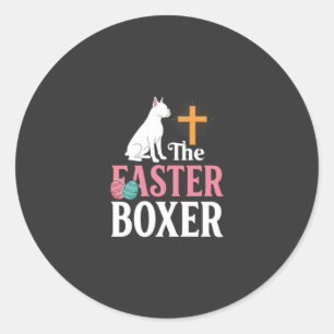 Easter Boxer Dog Vintage Engraving Shirt Classic Round Sticker