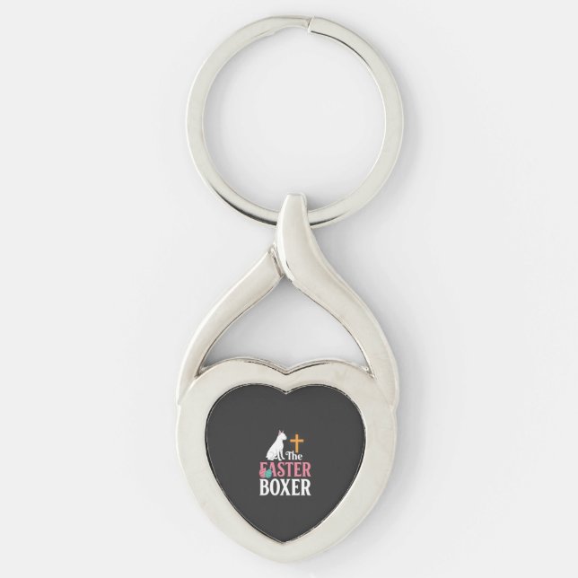 Easter Boxer Dog Vintage Engraving Shirt Key Ring (Front)