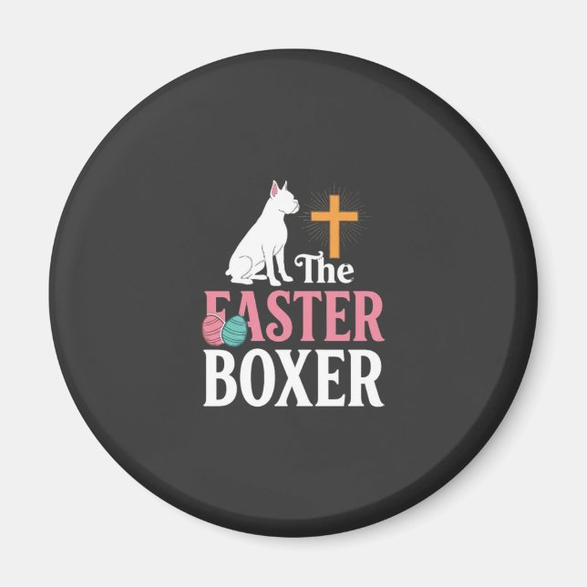 Easter Boxer Dog Vintage Engraving Shirt Magnet (Front)
