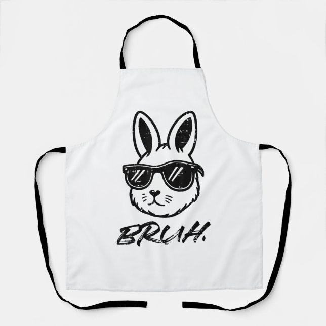 Easter Bruh Bunny Sunglasses Funny Meme Men Boys K Apron (Front)