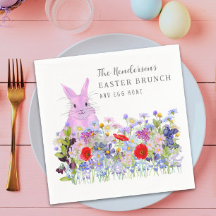 Easter Brunch and Egg Hunt Bunny Floral Napkin