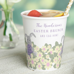 Easter Brunch and Egg Hunt Bunny Floral Paper Cups