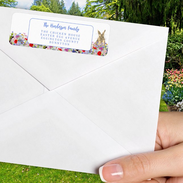 Easter Brunch and Egg Hunt Floral (Easter brunch egg hunt floral bunny return address label sticker)