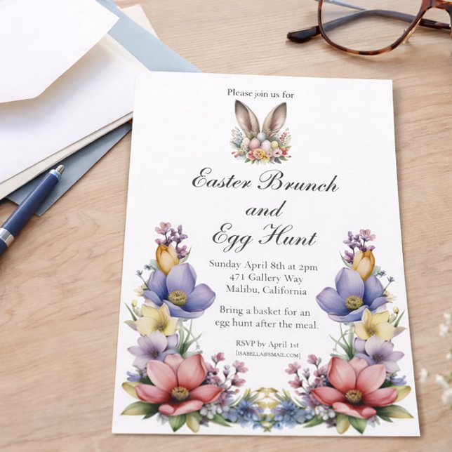 Easter Brunch and Egg Hunt Floral Invitation (Creator Uploaded)