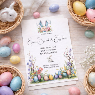 Easter Brunch and Egg Hunt Floral Spring Invitation