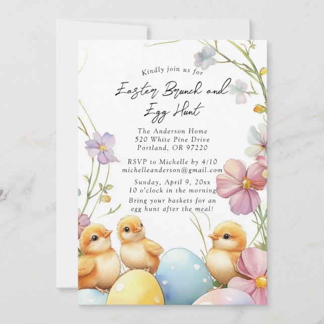 Easter Brunch and egg hunt invitation (Front)