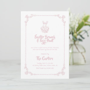 Easter Brunch and Egg Hunt Soft Pink Bunny Invitation
