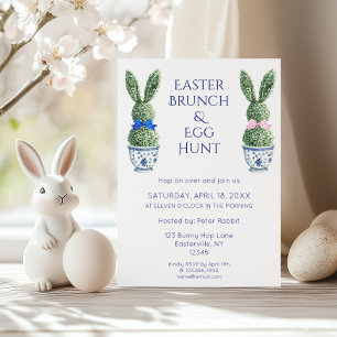 Easter Brunch and Egg Hunt Toile De Jouy Bunny Invitation