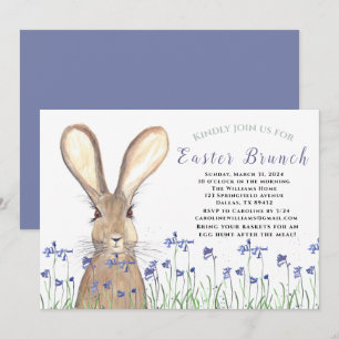 Easter Brunch Bunny Rabbit Bluebells Floral Invitation