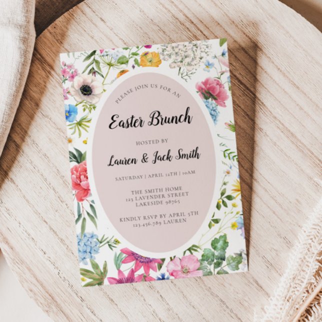 Easter Brunch Colourful Floral Invitation (Creator Uploaded)