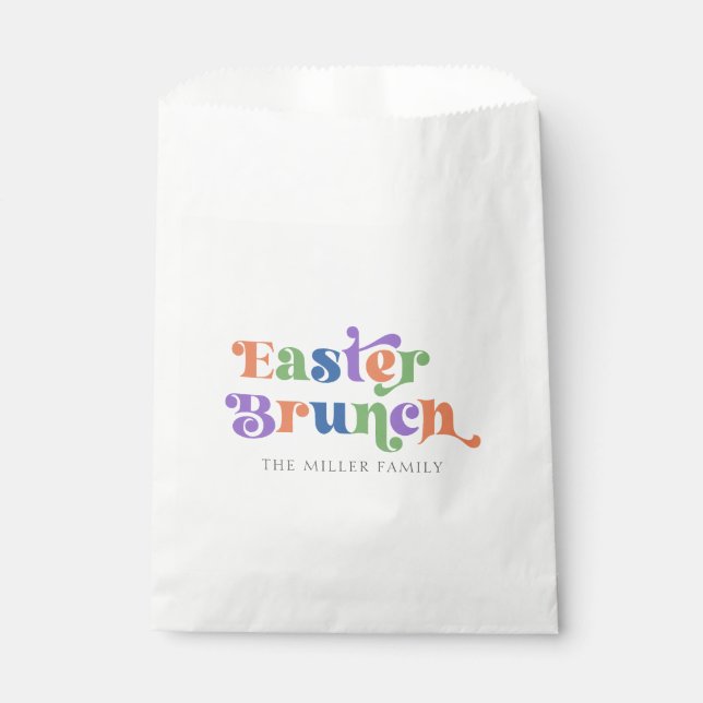 Easter Brunch Colourful Retro Typography Favour Bags (Front)