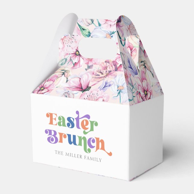 Easter Brunch Colourful Typography Flowers Pattern Favour Box (Front Side)