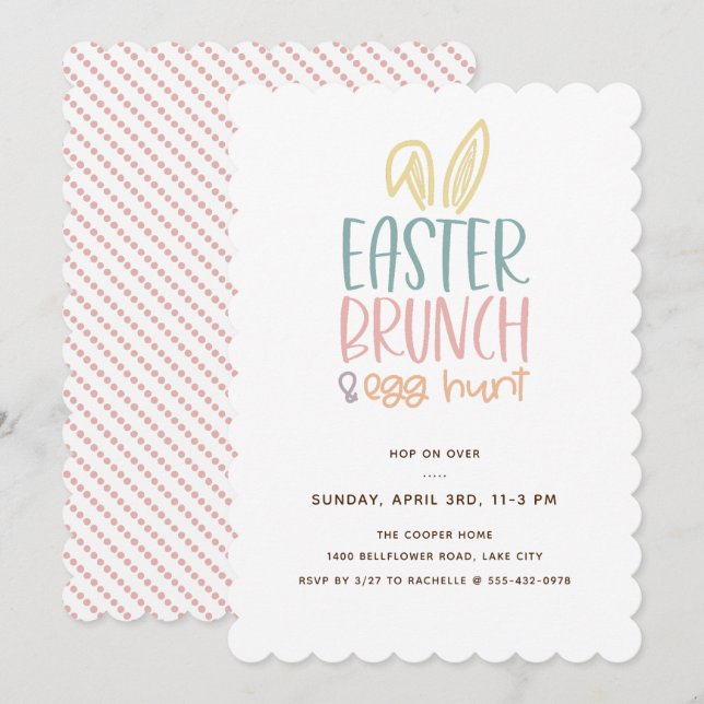 Easter Brunch Egg Hunt Bunny Ears Invitation (Front/Back)
