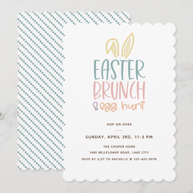 Easter Brunch Egg Hunt Bunny Ears Invitation (Front/Back)