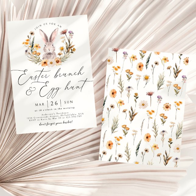 Easter Brunch Egg Hunt Bunny Wildflower Floral Invitation (Creator Uploaded)