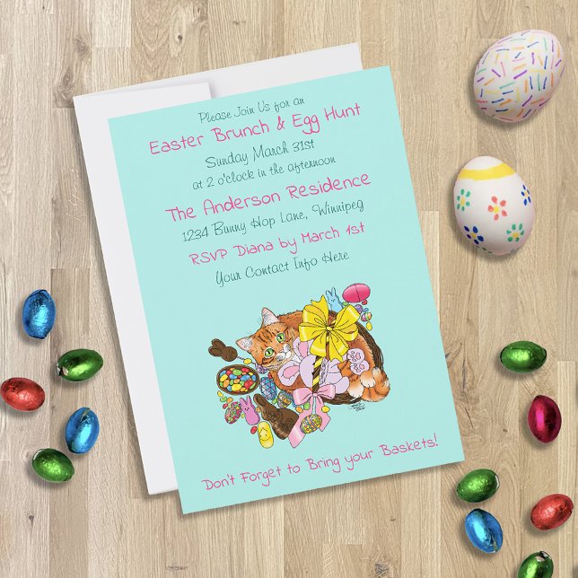 Easter Brunch & Egg Hunt Cat Invitation (Creator Uploaded)