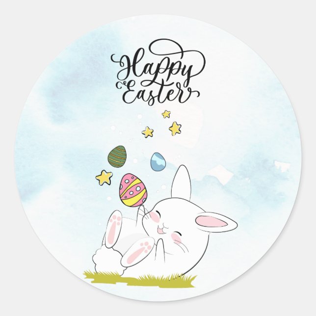 Easter Brunch & Egg Hunt | Cute Bunny Easter eggs Classic Round Sticker (Front)