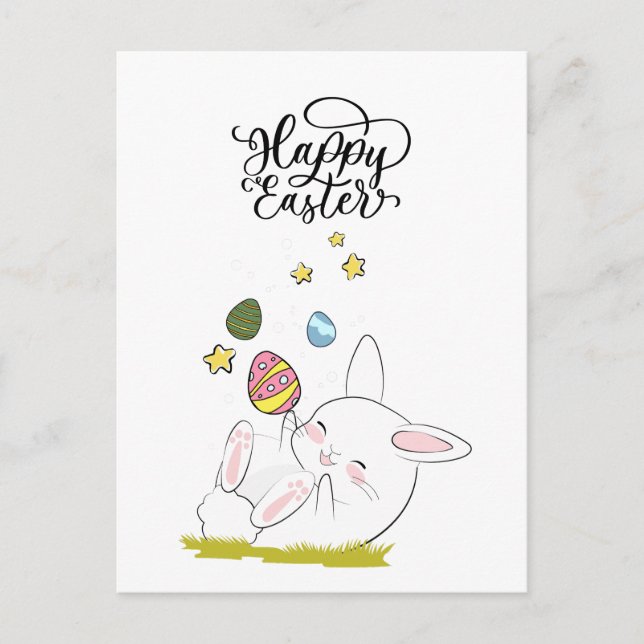 Easter Brunch & Egg Hunt | Cute Bunny Easter eggs Invitation Postcard (Front)
