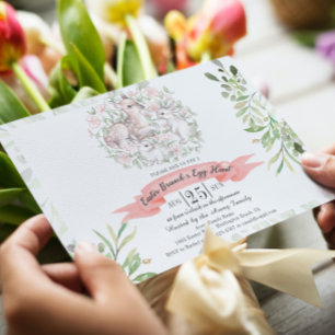 Easter Brunch & Egg Hunt Deer Bunny Invitation