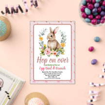 Easter Brunch & Egg Hunt Floral Watercolor Bunny 