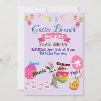 Easter Brunch & Egg Hunt invite Card