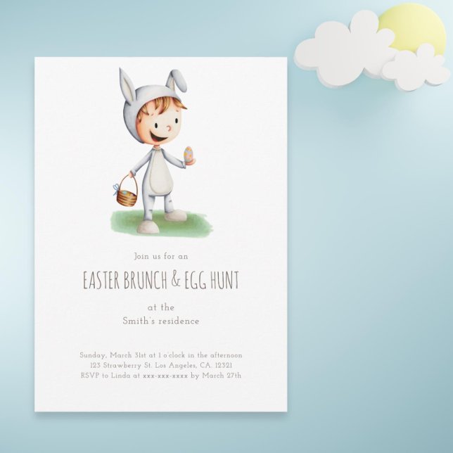 Easter Brunch Egg Hunt Kid Bunny Gender Neutral Invitation (Easter Bruch Egg Hunt Kid Bunny Gender Neutral Invitation)