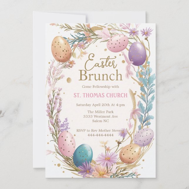 Easter brunch egg hunt party easter invitation (Front)