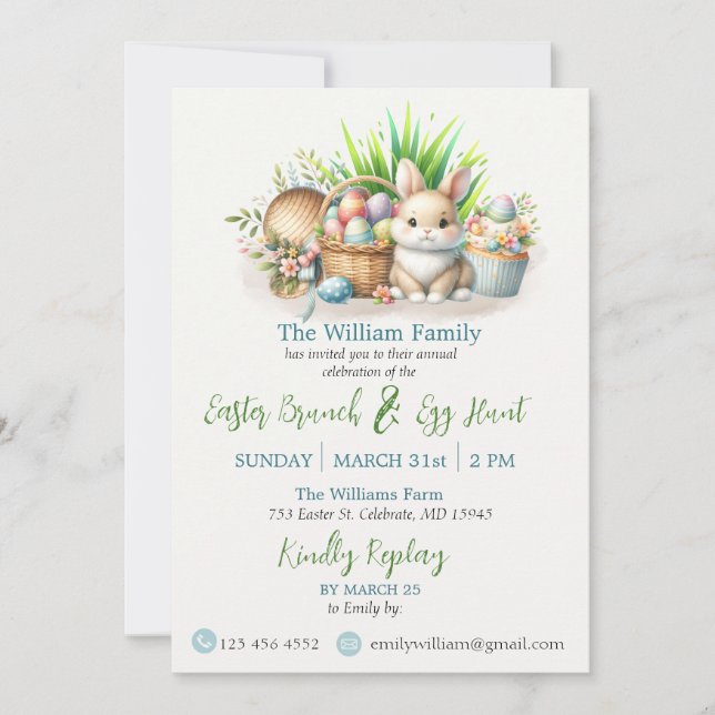 Easter Brunch & Egg Hunt Party  Invitation (Front)
