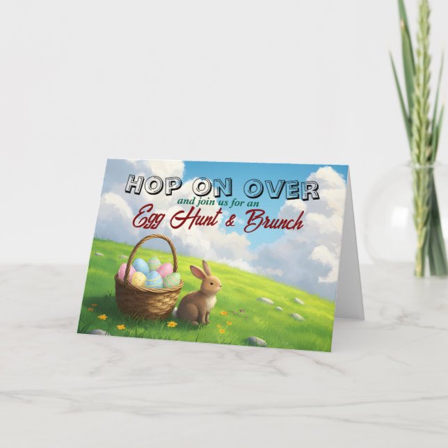 Easter Brunch & Egg Hunt Spring Meadow Bunny Invitation (Front)
