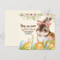 Easter Brunch & Egg Hunt Watercolor Bunny with Bow