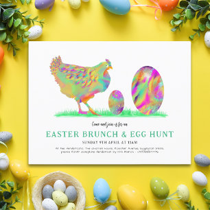 Easter Brunch Egg Hunt Watercolor Chick Budget Invitation Postcard