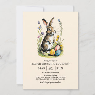Easter Brunch & Egg Hunt Wildflower Bunny Invitation
