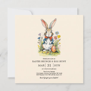Easter Brunch & Egg Hunt Wildflower Bunny Invitation