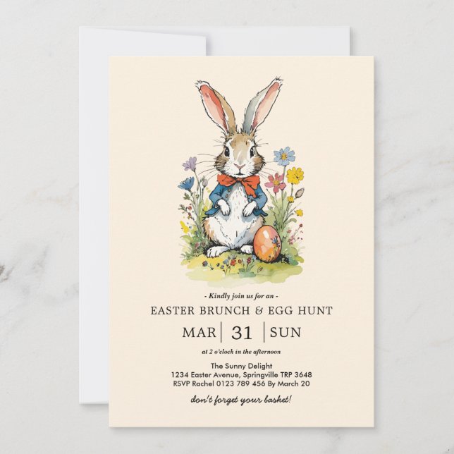 Easter Brunch & Egg Hunt | Wildflower Bunny Invitation
