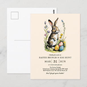 Easter Brunch & Egg Hunt Wildflower Bunny Postcard