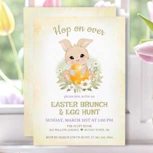 Easter Brunch Egg Hunt Yellow Cute Bunny Invitation