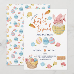 Easter Brunch Eggs Gnome Watercolor Invitation