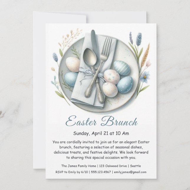 Easter Brunch Elegant Invitation  (Front)