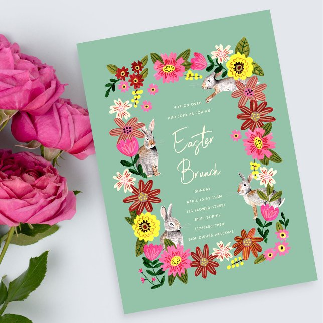 Easter brunch floral bunny invitation (Creator Uploaded)