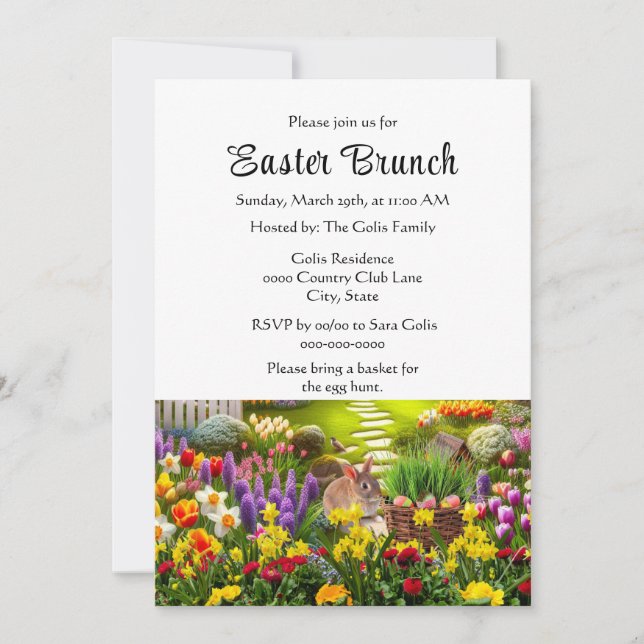 Easter Brunch Flower Garden  Invitation (Front)
