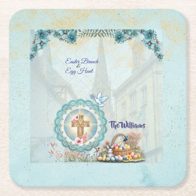 Easter Brunch & Hunt Coaster – Personalized (Front)