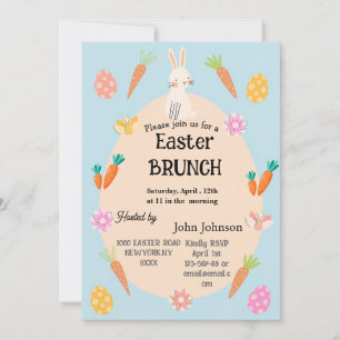 Easter Brunch Invitation Cute Pastel Bunny & Egg