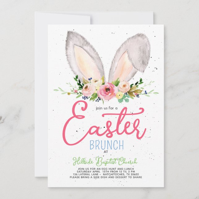 Easter Brunch invitation, Easter Lunch Invitation (Front)
