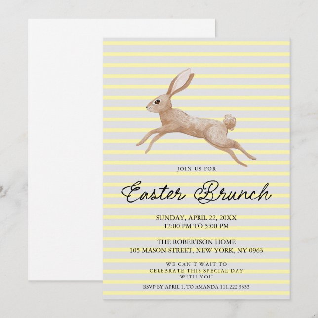 Easter Brunch Invitation with Vintage Rabbit (Front/Back)