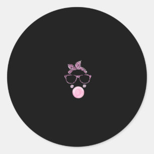 Easter Bubblegum Cute Bunny With Leopard Bandanna Classic Round Sticker